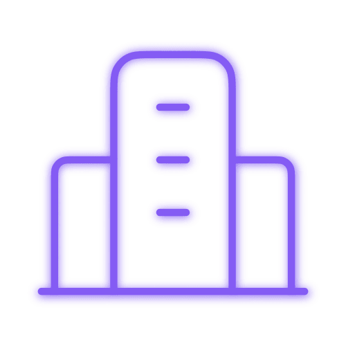 Icon of tall buildings symbolizing real estate.