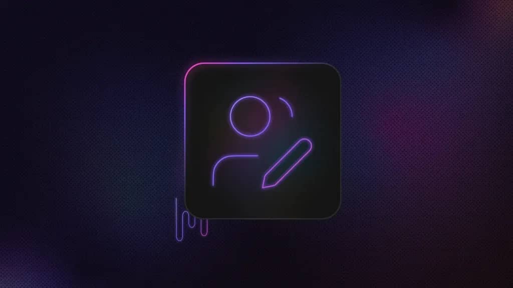 Profile and pen icon inside a rounded square.