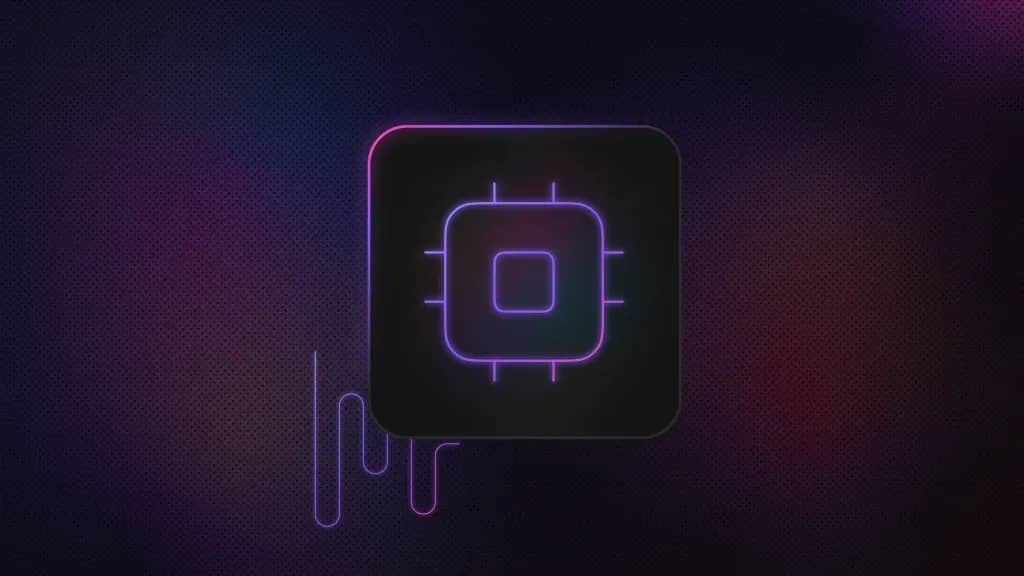 Icon of a microchip inside a square, with a wavy line extending from the bottom-left corner.