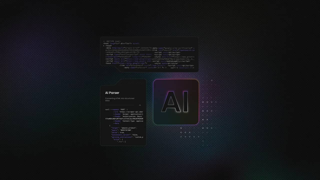 Dashboard displaying an AI parser interface with extracted data, and structured results.