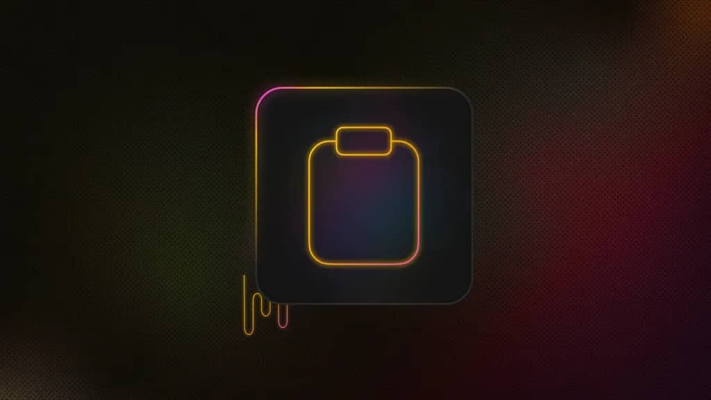 Clipboard icon inside a rounded square, with a wavy line extending from the lower-left corner.