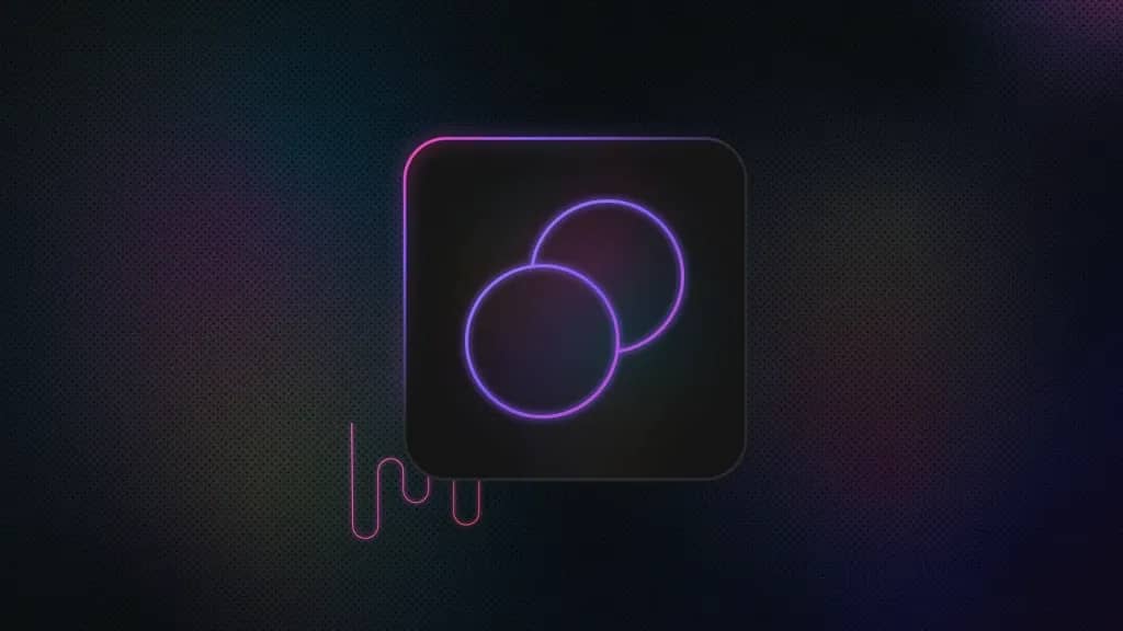 Two circles in a rounded square. Once circle covers the lower left part of the other