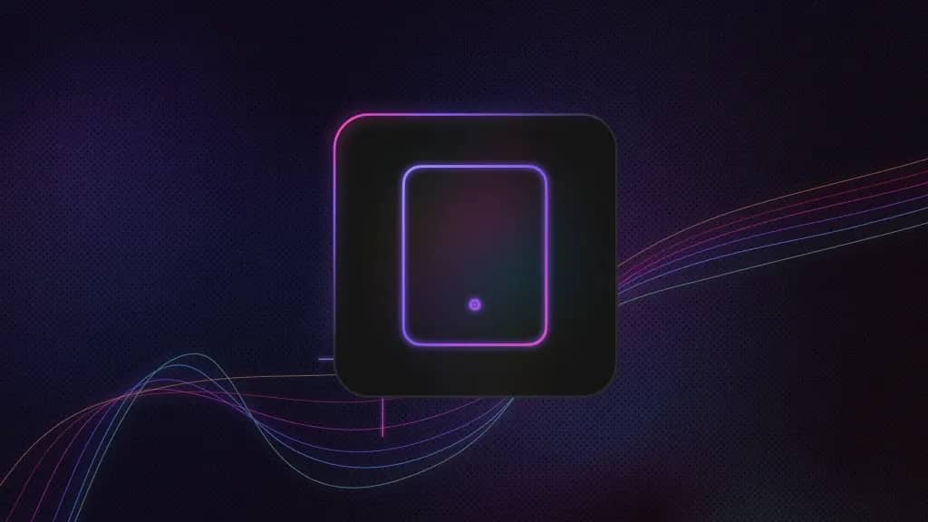 Icon with a button, shown as a vertical rectangle inside a rounded square.