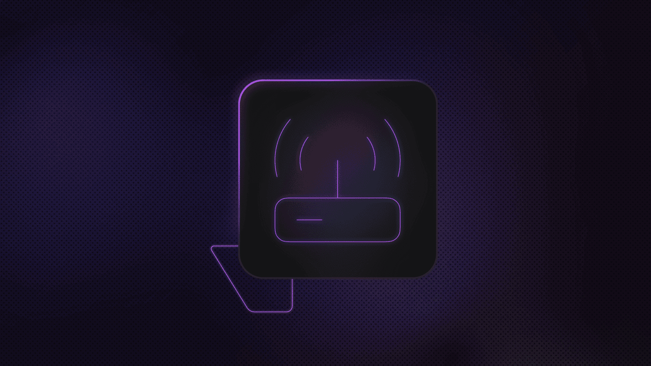 Router icon in a rounded square, emitting wireless internet waves.