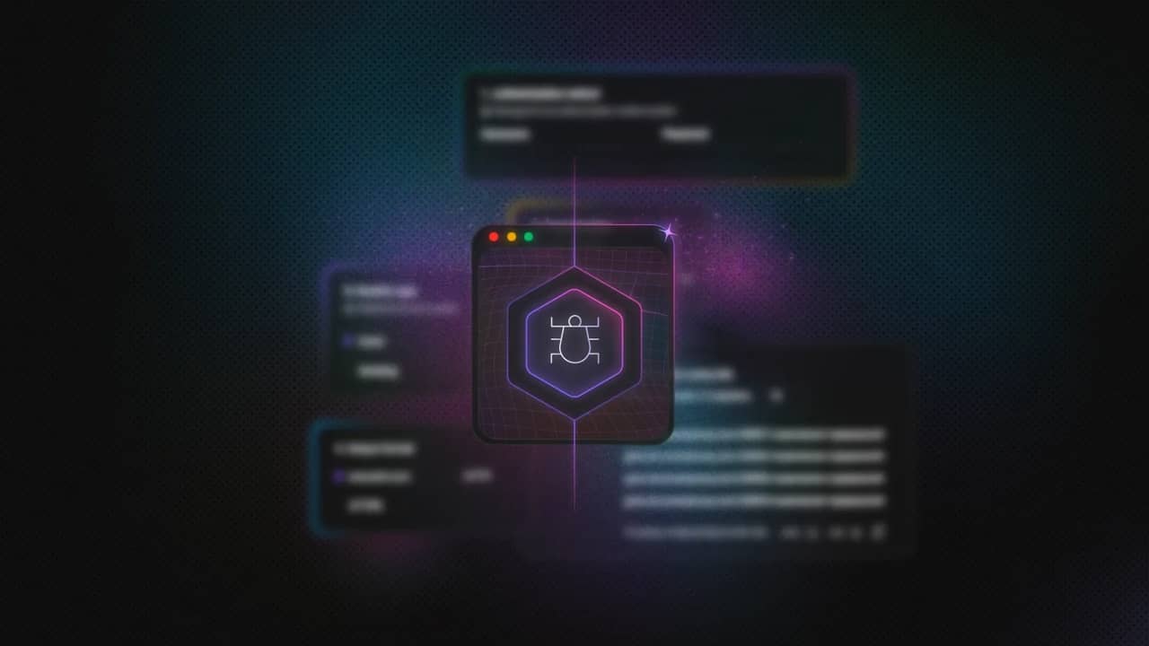 Scraper icon inside two overlapping hexagons.