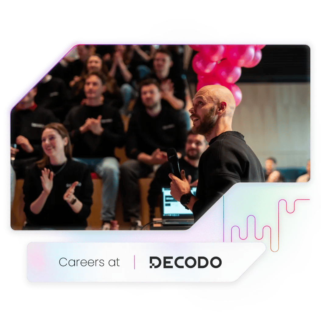 Team member leading a presentation at Decodo