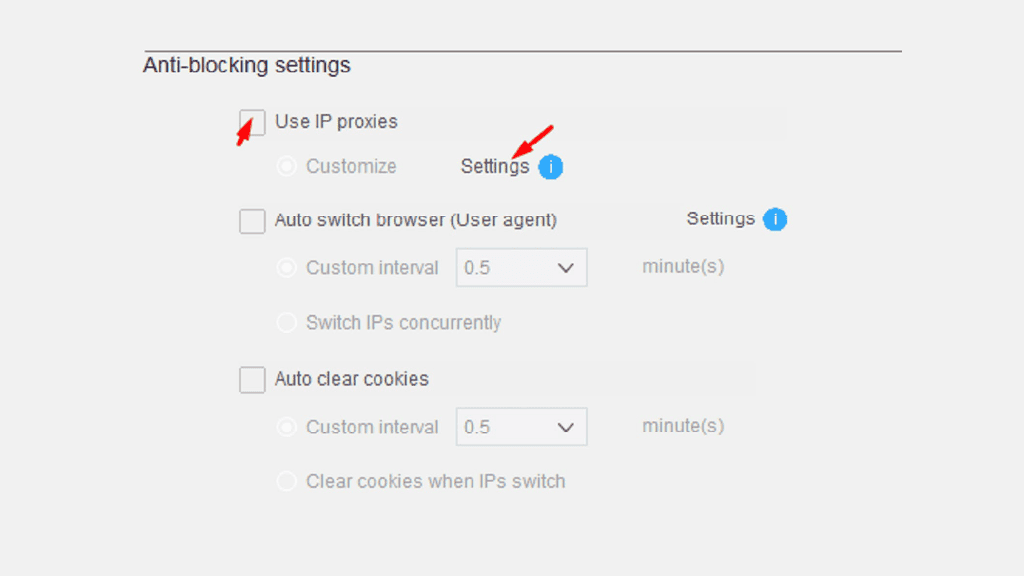 Octoparse integration use IP proxies bottun