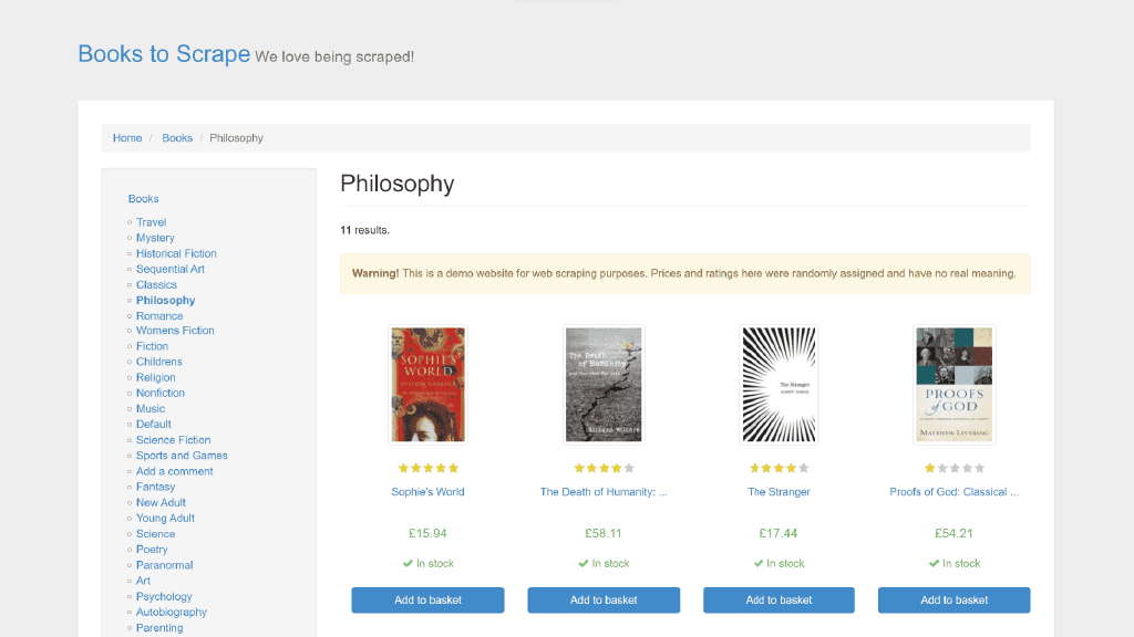Books to Scrape for ChatGPT web scraping