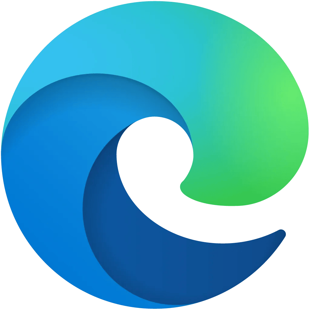 The blue-to-green gradient Microsoft Edge browser logo, a wave shape desperately trying to make you forget it’s basically just Google Chrome wearing a trench coat