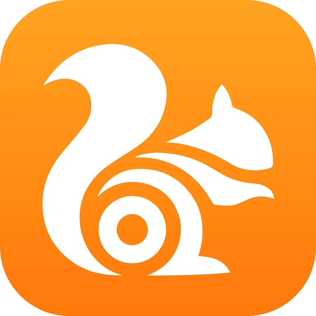 The orange UC Browser squirrel logo, storing nuts and your personal data for winter while setting speed records in areas with terrible internet