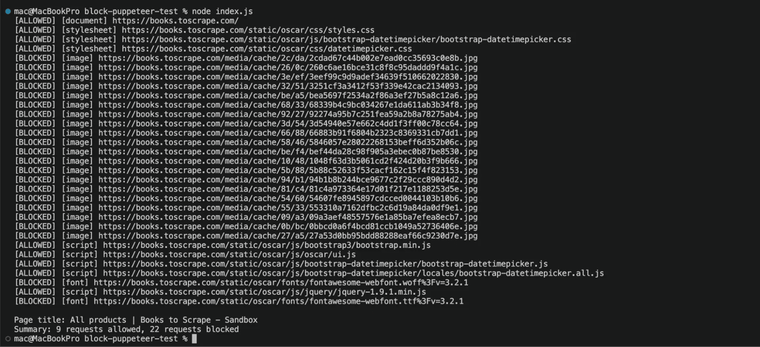 Image showing a Terminal screen with the results from the scraping task.