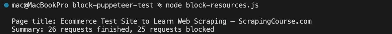 Terminal result window from the block-resources.js script