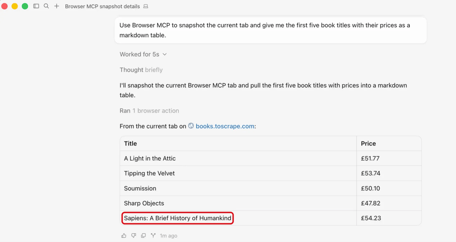 The page's own heading cuts the title at "Sapiens: A Brief History", so this run read the thumbnail link, not the heading.
