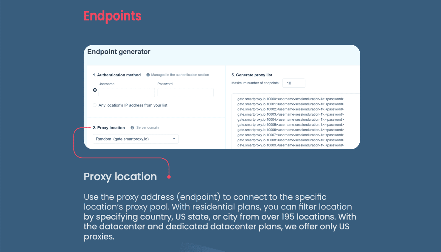 Smartproxy's endpoints.