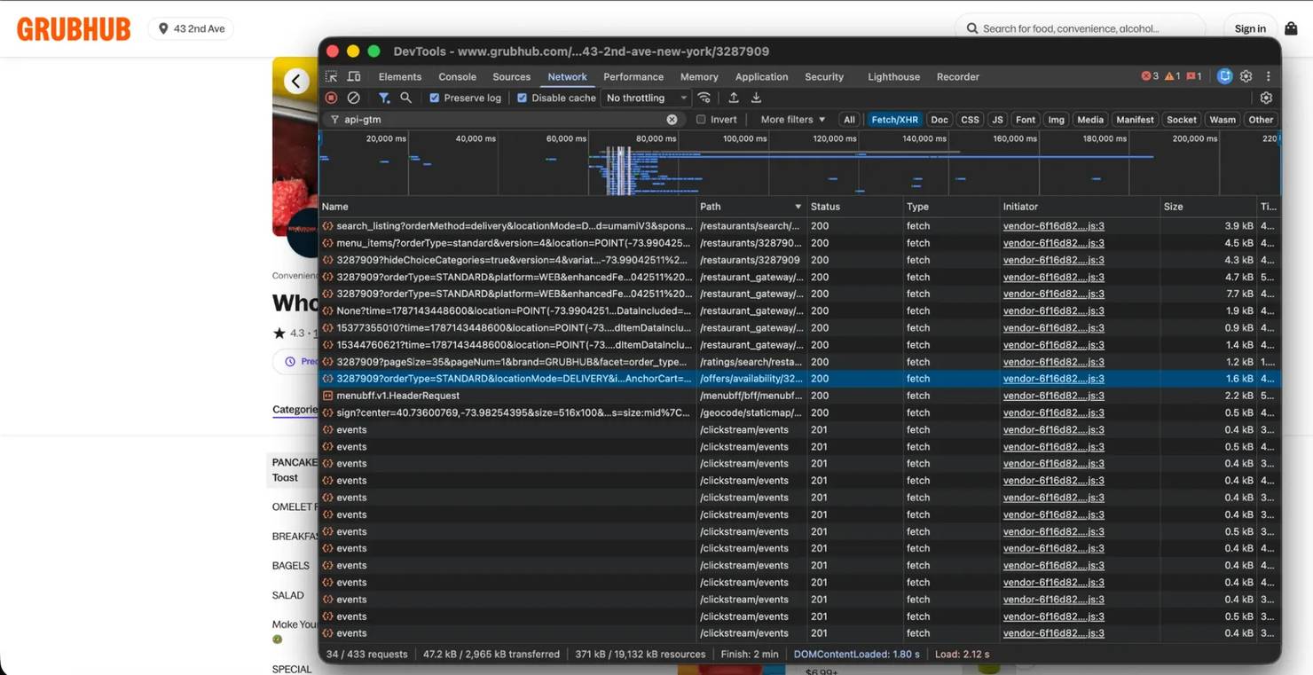 Every call on this page is ordinary product traffic. The highlighted row is the one the search listing never returns.