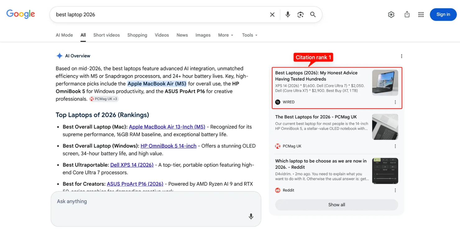 Google search best laptop 2026