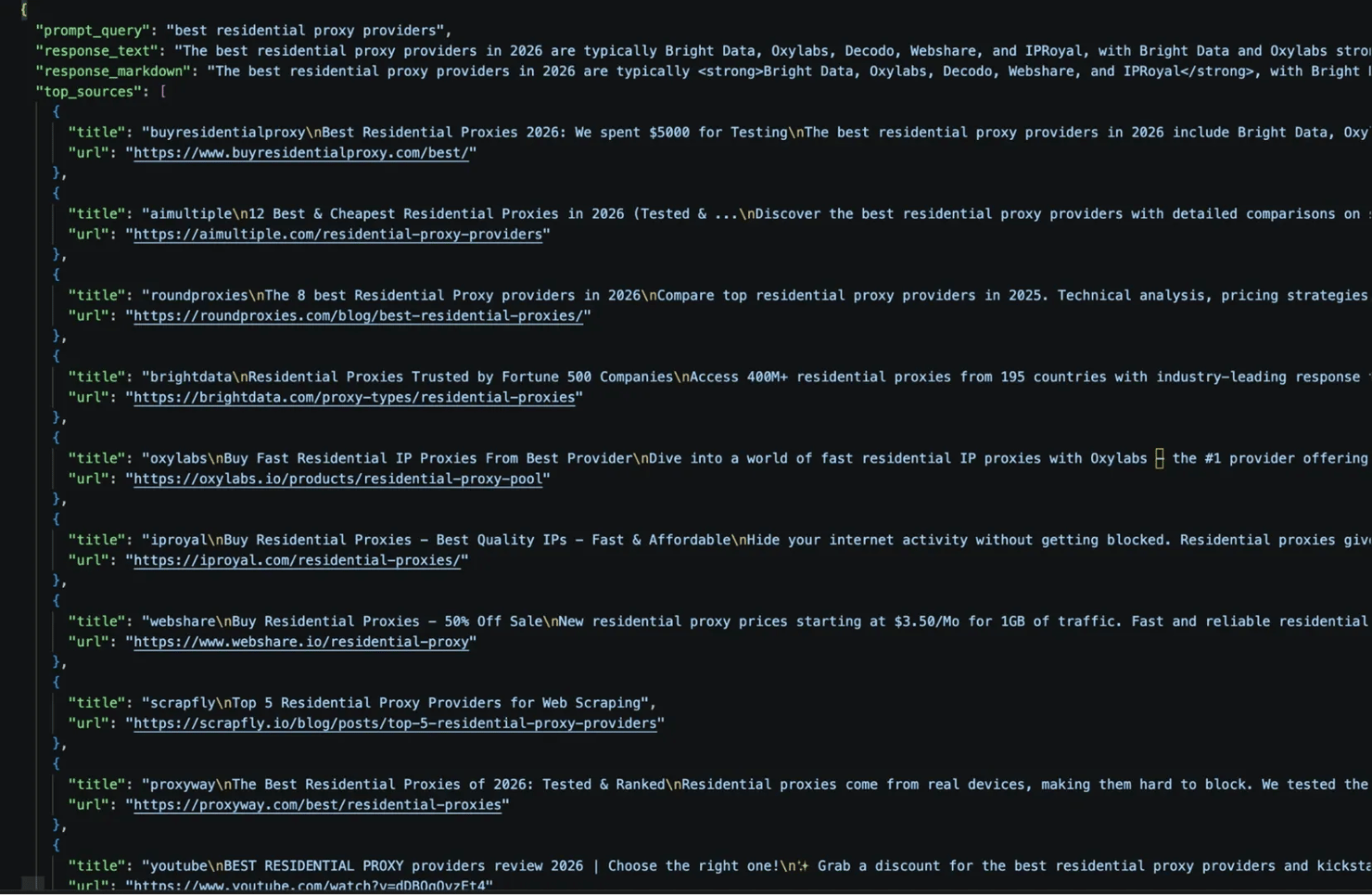 Output in JSON