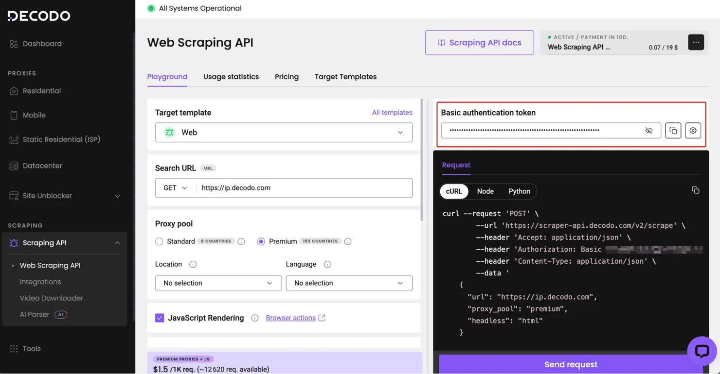 Your Decodo Web Scraping API credentials – you'll paste these into n8n once.
