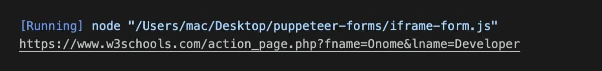 URL printed in terminal