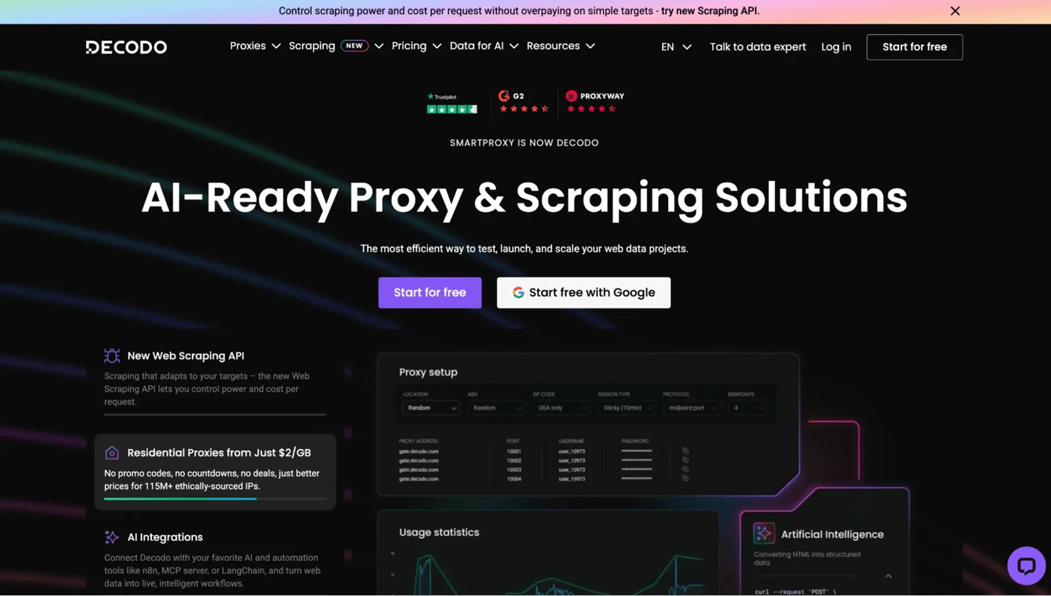 Decodo homepage