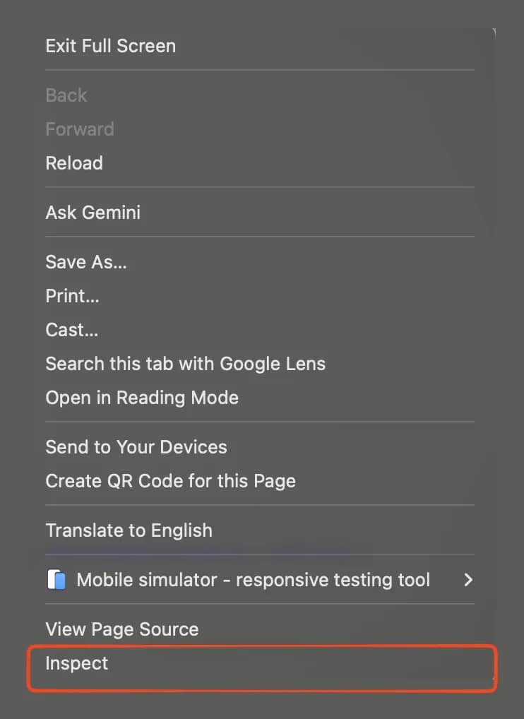 Opening DevTools with F12 or right-click → Inspect