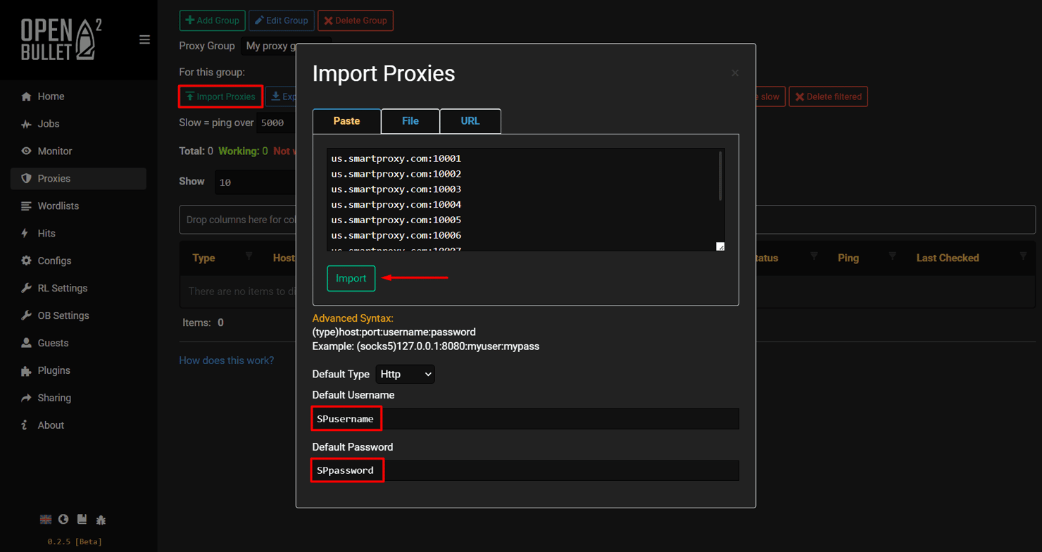 Integrating proxies with OpenBullet