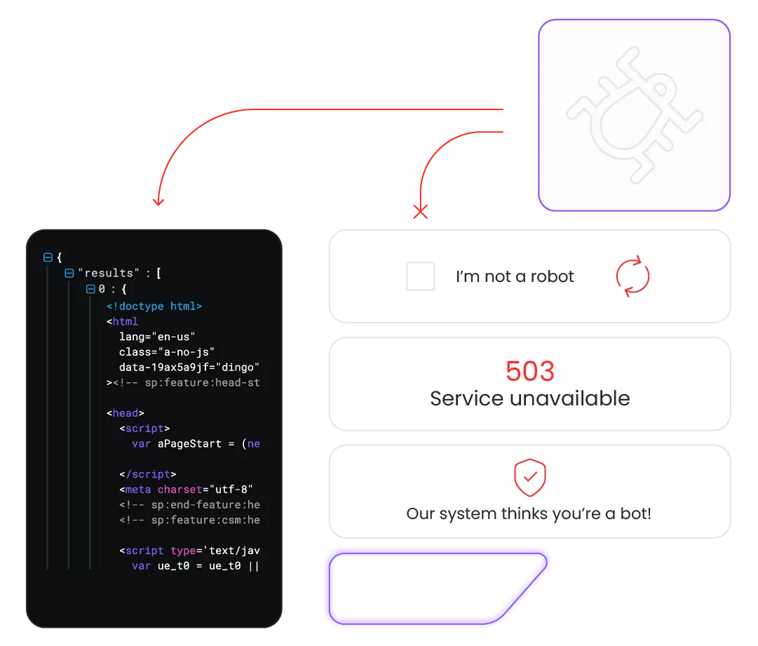 IP blocks, CAPTCHA interruptions, anti-bot mechanisms