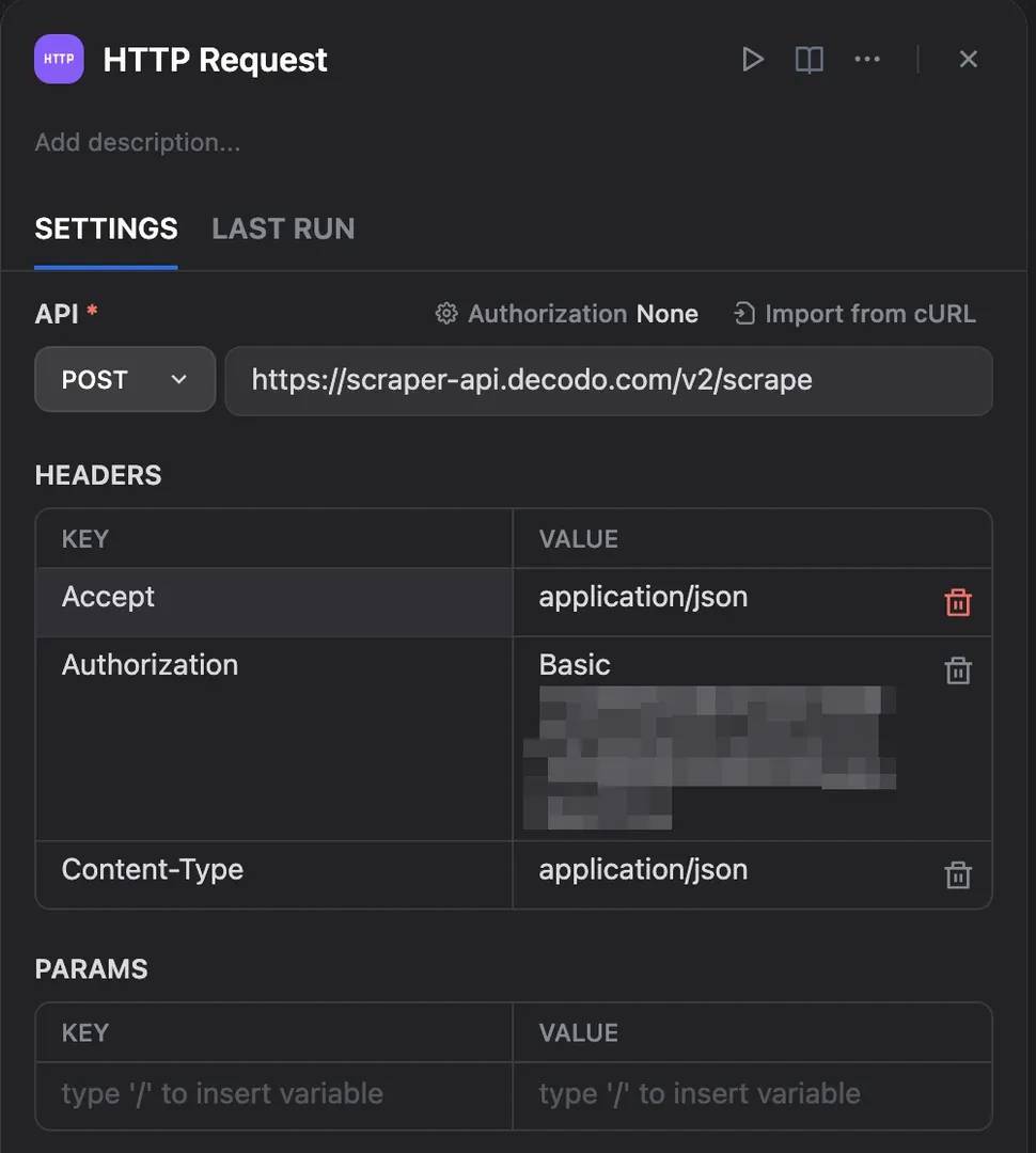 Configure the request by adding the required headers