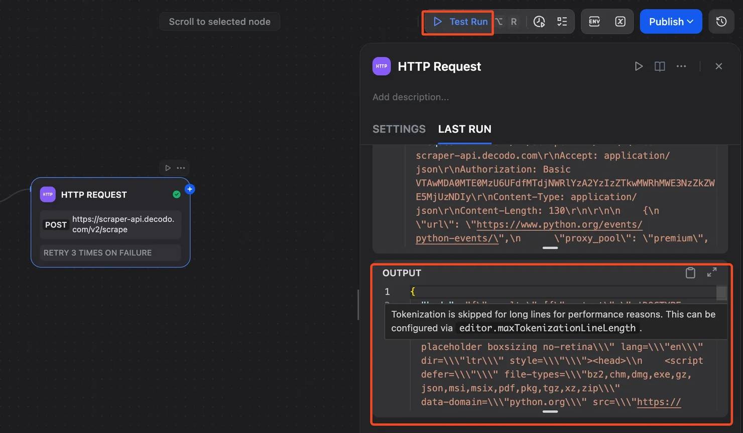 Running the workflow in Preview mode