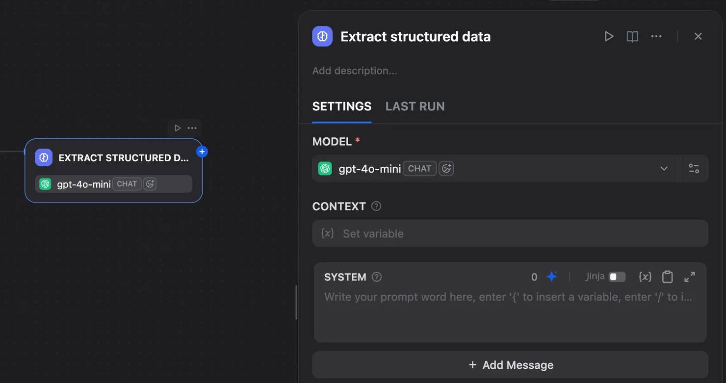 Adding the LLM extraction node