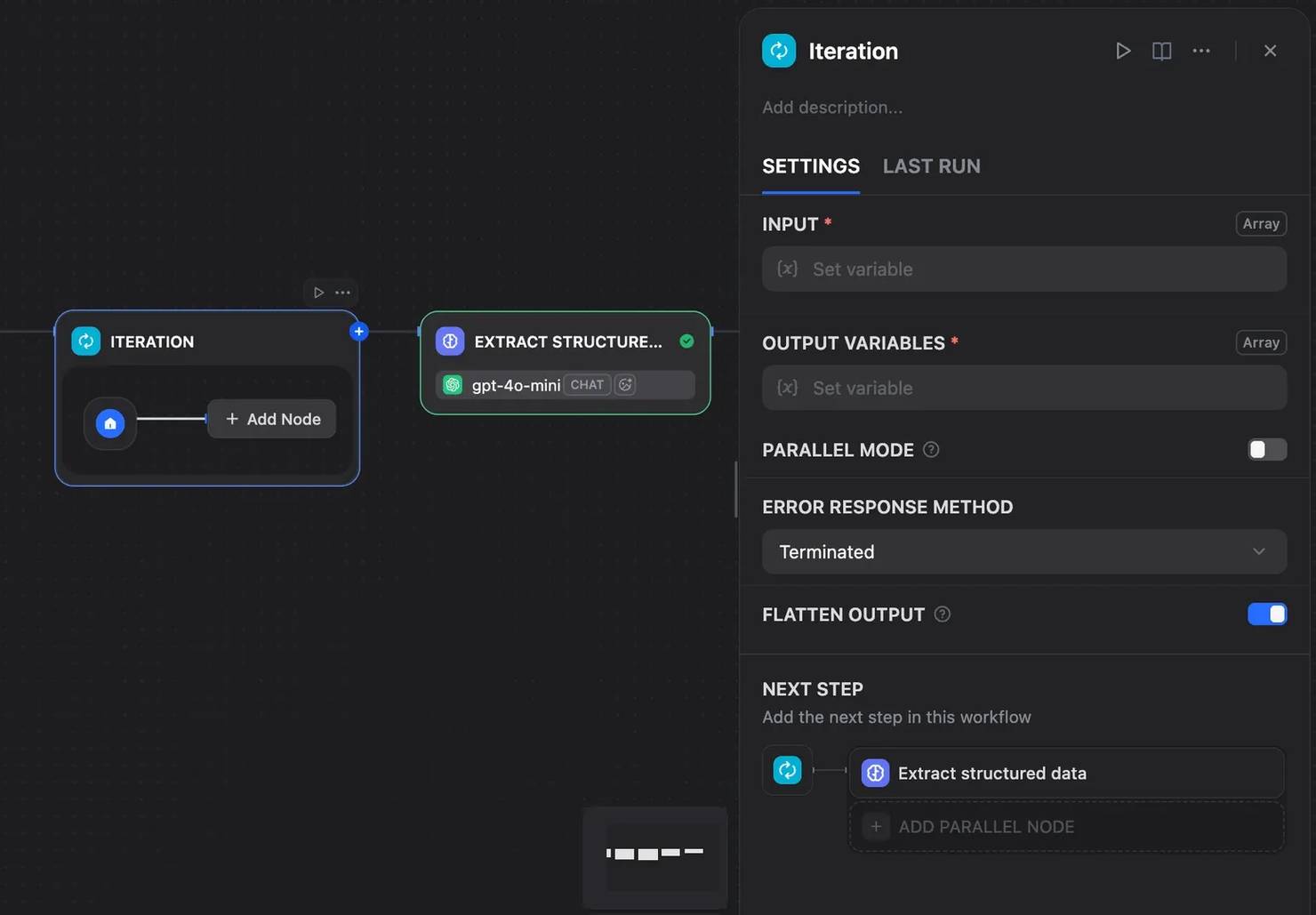 Using an Iteration node