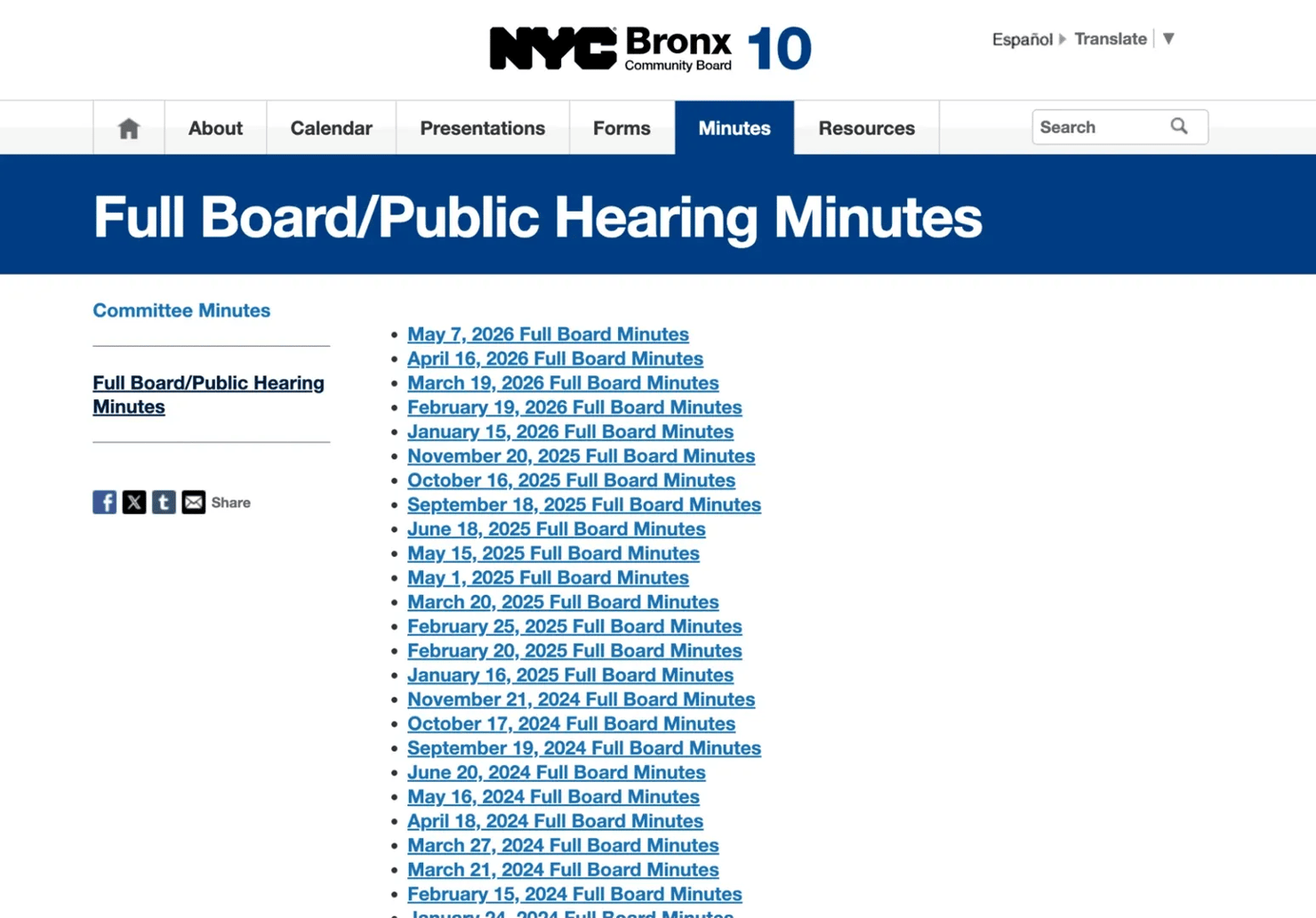 Public meetings page