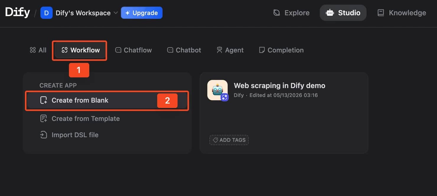 Dify workspace