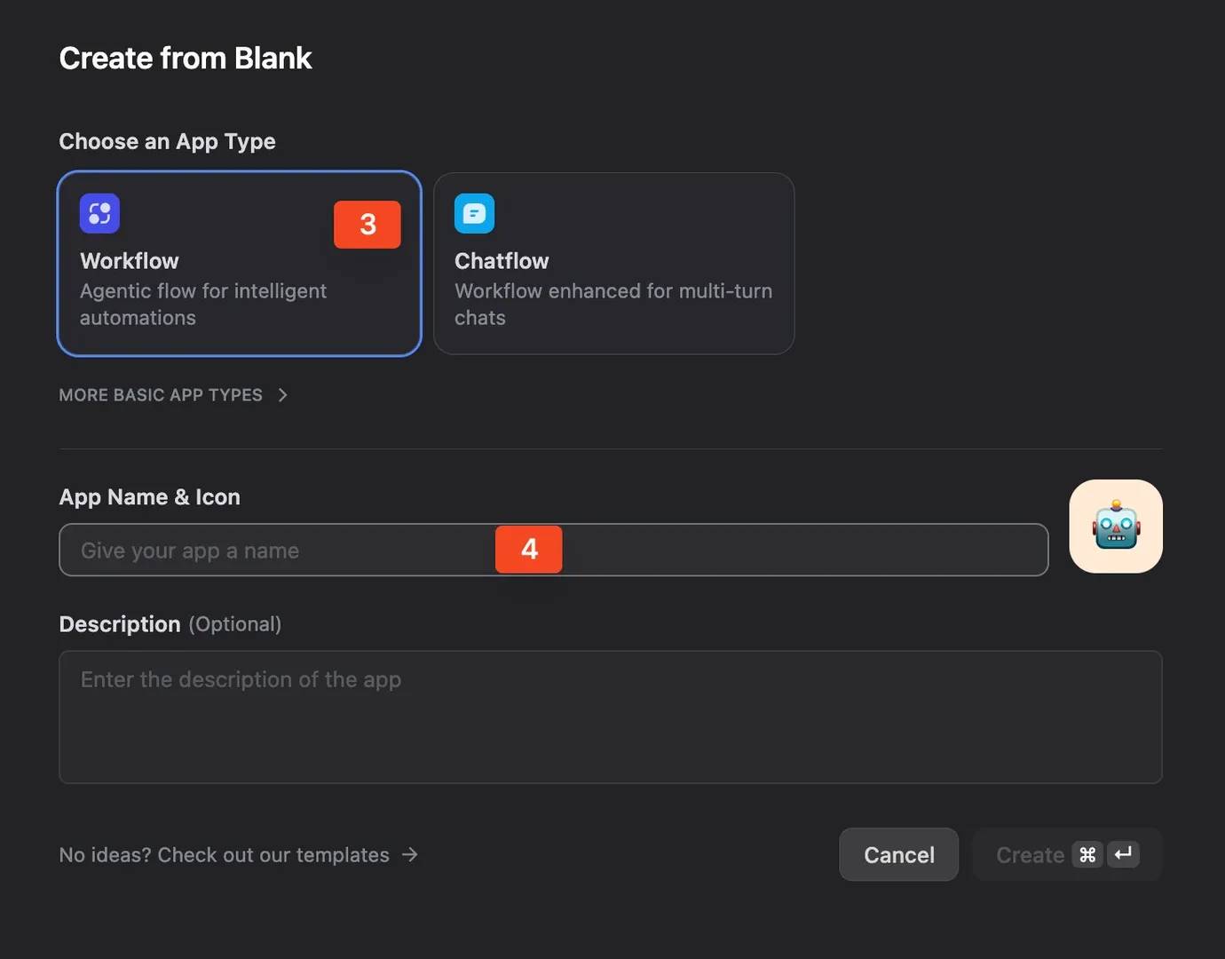 Choose Workflow, give your app a name