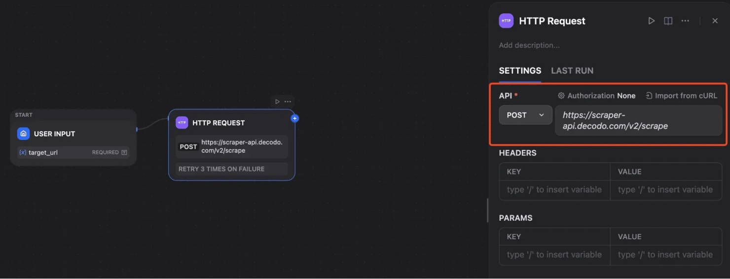 Set the method to POST and use the provided endpoint