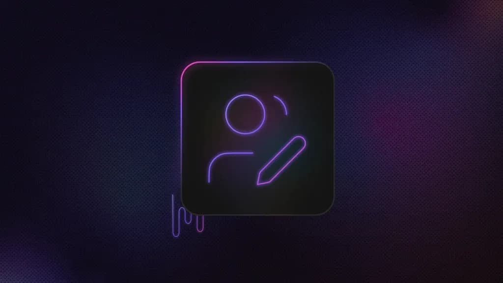 Profile and pen icon inside a rounded square.