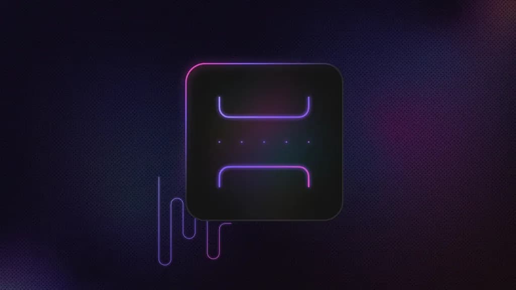 A rounded square icon with two vertical lines that split in opposite directions near the top and bottom, a vertical row of five dots centered between them, and a wavy line extending from the lower-left corner.