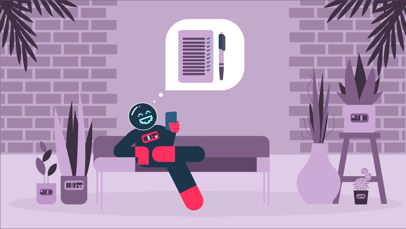 Relaxed hero thinking about easy shopping