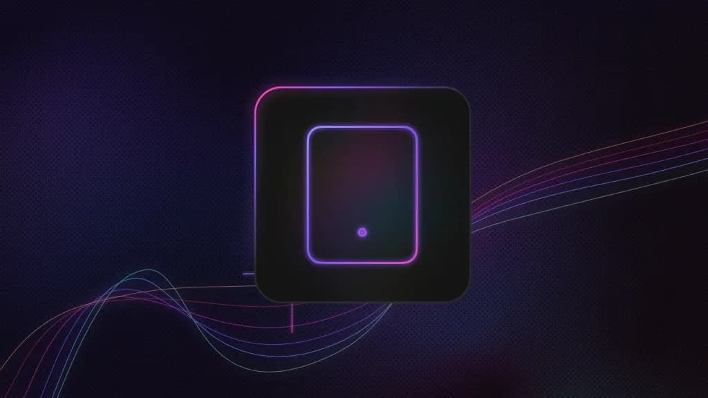 Icon with a button, shown as a vertical rectangle inside a rounded square.