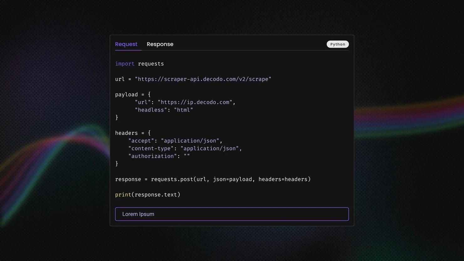 A dark-themed terminal window showing Python language