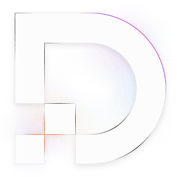Decodo logo forming a stylized 'D' from overlapping white squares with purple-orange gradient edges on white background