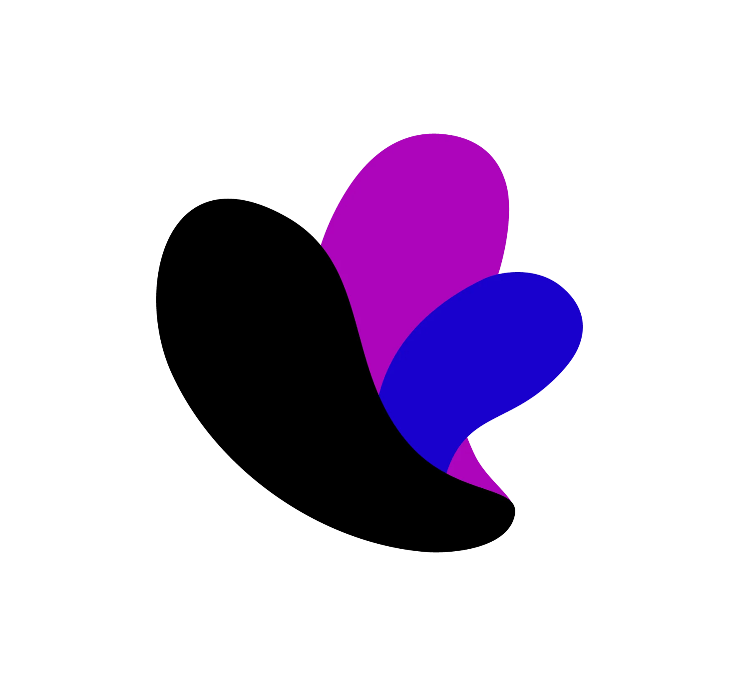 Incogniton logo showing three overlapping organic shapes (black, magenta, blue) on white background