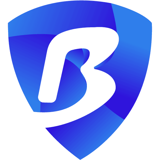 Bitbrowsr logo showing a stylized white 'B' on a blue gradient shield