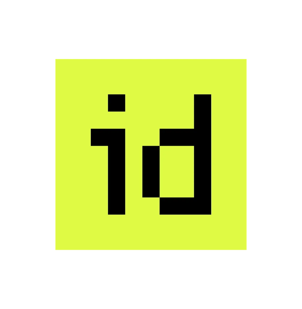 idealista logo displaying black "id" glyph on a bright lime square background