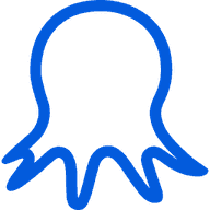 Octoparse logo, stylized blue octopus outline centered on white background