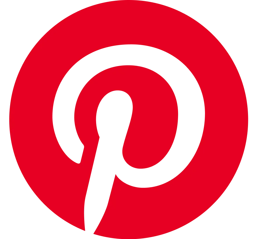 Pinterest logo centered on a solid red circular background