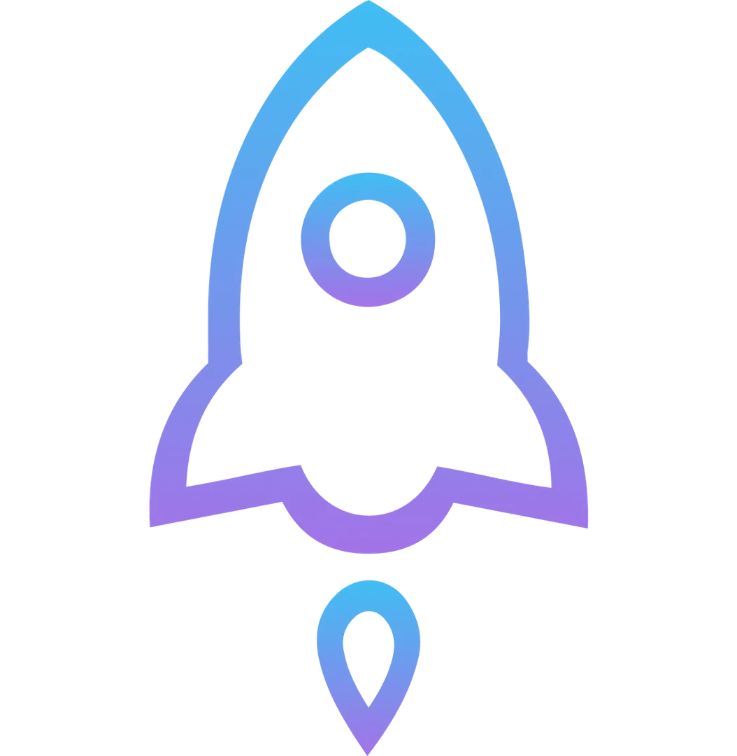 Shadowrocket rocket icon launching with stylized flame against a plain white background