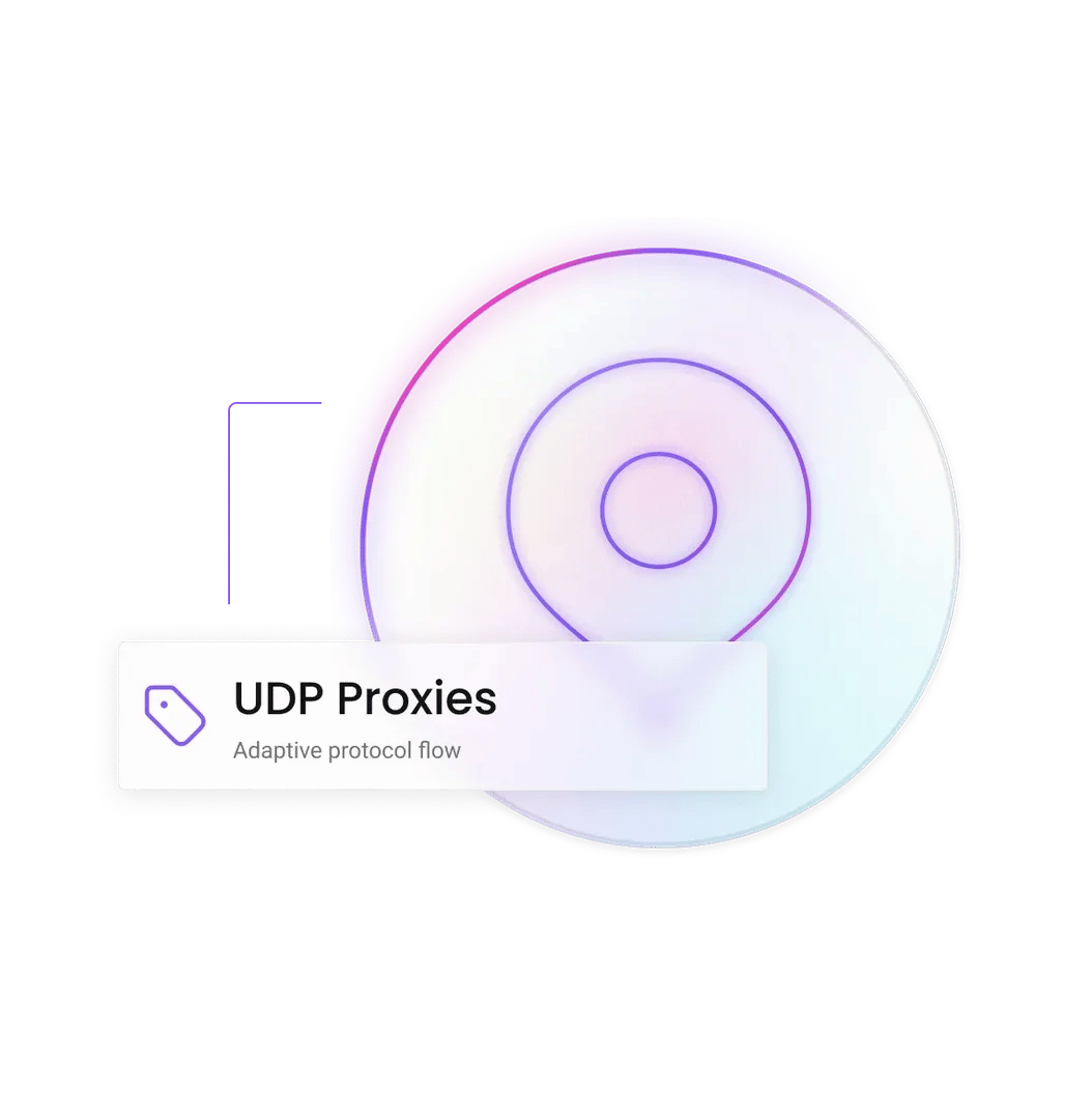 UDP over Python snippet with socks5h://{username}:{password}@gate.smartproxy.com:7000 shown in proxy UI