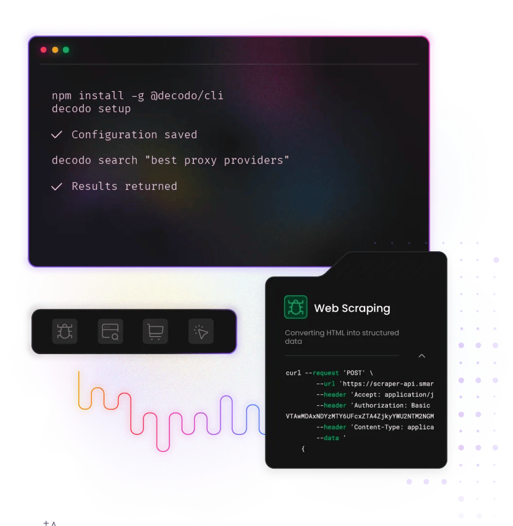 Typescript commands installing Decodo CLI