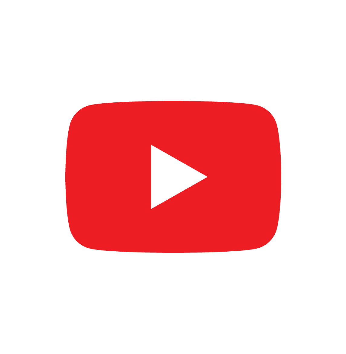 YouTube logo showing a white play triangle inside a red rounded rectangle on a white background